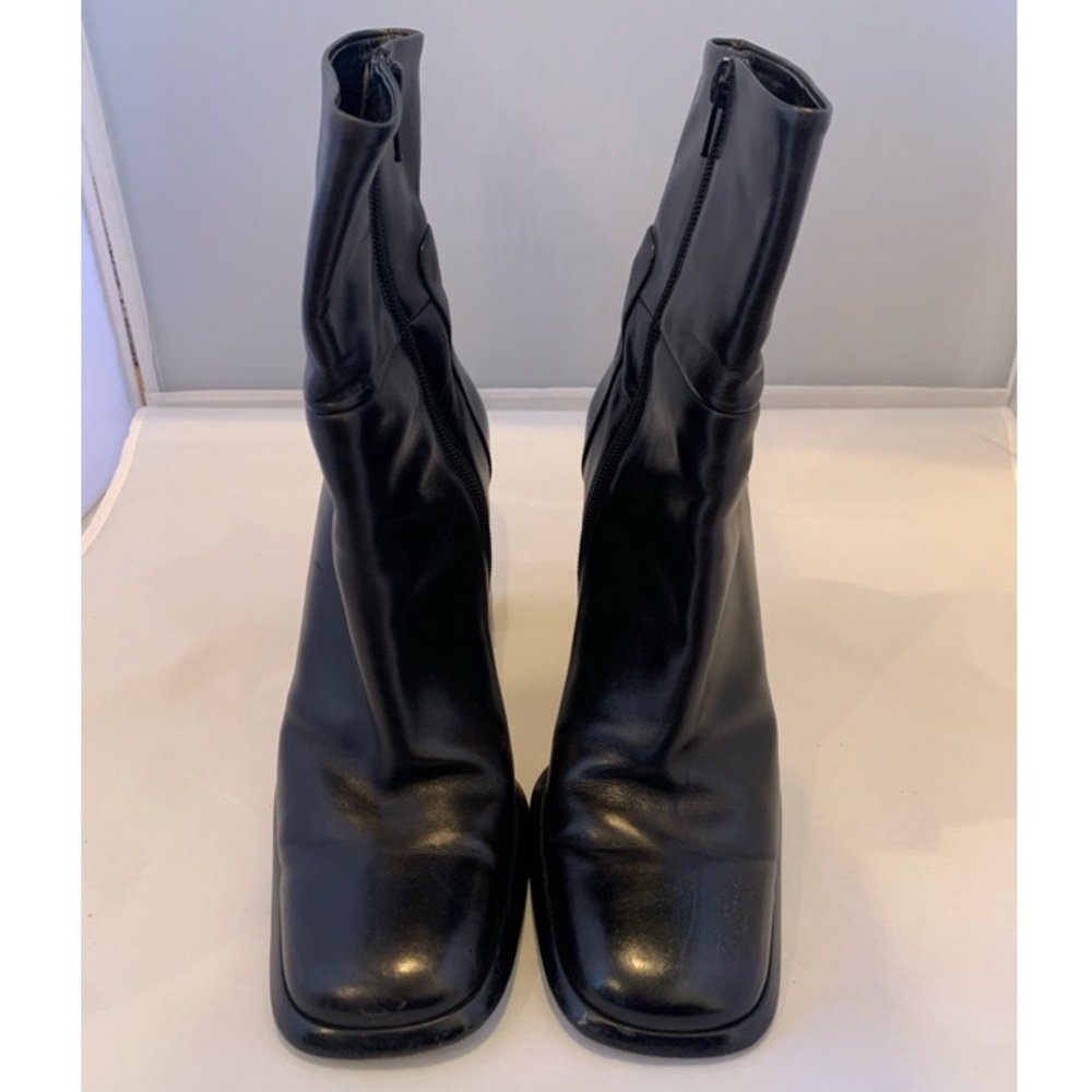Via Spiga Square Toe Heeled Boots in Black